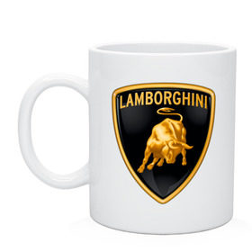 Кружка с принтом Lamborghini logo в Тюмени, керамика | объем — 330 мл, диаметр — 80 мм. Принт наносится на бока кружки, можно сделать два разных изображения | Тематика изображения на принте: lamborghini | автомобиль lamborghini | ламборджини | ламборджини автомобиль | логотип lamborghini | логотип ламборджини