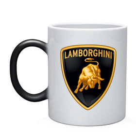 Кружка хамелеон с принтом Lamborghini logo в Тюмени, керамика | меняет цвет при нагревании, емкость 330 мл | Тематика изображения на принте: lamborghini | автомобиль lamborghini | ламборджини | ламборджини автомобиль | логотип lamborghini | логотип ламборджини