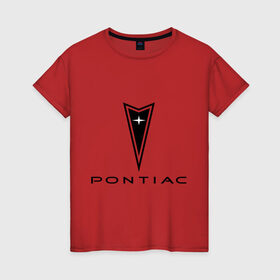 Женская футболка хлопок с принтом Pontiac logo в Тюмени, 100% хлопок | прямой крой, круглый вырез горловины, длина до линии бедер, слегка спущенное плечо | pontiac | автомобиль pontiac | логотип pontiac | логотип понтиак | понтиак | понтиак автомобиль