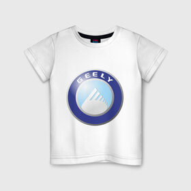 Детская футболка хлопок с принтом Geely logo в Тюмени, 100% хлопок | круглый вырез горловины, полуприлегающий силуэт, длина до линии бедер | geely | автомобиль geely | автомобиль джили | джили | логотип geely | логотип джили