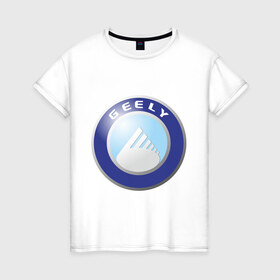 Женская футболка хлопок с принтом Geely logo в Тюмени, 100% хлопок | прямой крой, круглый вырез горловины, длина до линии бедер, слегка спущенное плечо | geely | автомобиль geely | автомобиль джили | джили | логотип geely | логотип джили