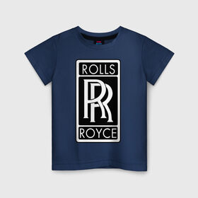 Детская футболка хлопок с принтом Rolls-Royce в Тюмени, 100% хлопок | круглый вырез горловины, полуприлегающий силуэт, длина до линии бедер | rolls royce | rr | автобренды | автолюбителям | бренд | логотип | ролл ройс | ролс ройс