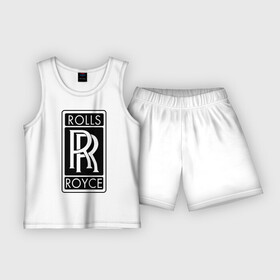 Детская пижама с шортами хлопок с принтом Rolls Royce в Тюмени,  |  | rolls royce | rr | автобренды | автолюбителям | бренд | логотип | ролл ройс | ролс ройс