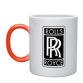 Кружка хамелеон с принтом Rolls-Royce в Тюмени, керамика | меняет цвет при нагревании, емкость 330 мл | rolls royce | rr | автобренды | автолюбителям | бренд | логотип | ролл ройс | ролс ройс