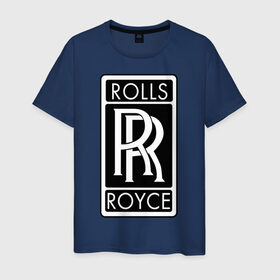Мужская футболка хлопок с принтом Rolls-Royce в Тюмени, 100% хлопок | прямой крой, круглый вырез горловины, длина до линии бедер, слегка спущенное плечо. | rolls royce | rr | автобренды | автолюбителям | бренд | логотип | ролл ройс | ролс ройс