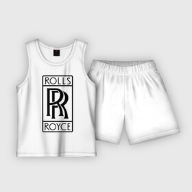 Детская пижама с шортами хлопок с принтом Rolls Royce logo в Тюмени,  |  | rolls royce | rr | автобренды | автолюбителям | бренд | логотип | ролл ройс | ролс ройс