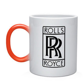 Кружка хамелеон с принтом Rolls-Royce logo в Тюмени, керамика | меняет цвет при нагревании, емкость 330 мл | rolls royce | rr | автобренды | автолюбителям | бренд | логотип | ролл ройс | ролс ройс