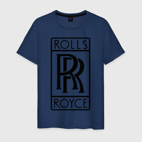 Мужская футболка хлопок с принтом Rolls-Royce logo в Тюмени, 100% хлопок | прямой крой, круглый вырез горловины, длина до линии бедер, слегка спущенное плечо. | rolls royce | rr | автобренды | автолюбителям | бренд | логотип | ролл ройс | ролс ройс