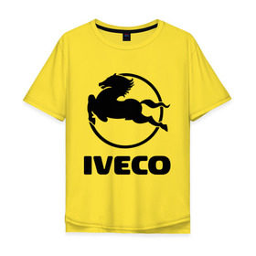 Мужская футболка хлопок Oversize с принтом Iveco в Тюмени, 100% хлопок | свободный крой, круглый ворот, “спинка” длиннее передней части | iveco | автобренды | автолюбителям | бренд | ивеко | логотип
