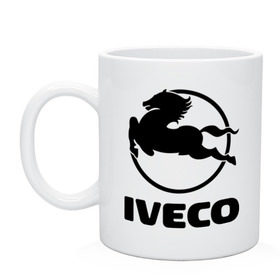 Кружка с принтом Iveco в Тюмени, керамика | объем — 330 мл, диаметр — 80 мм. Принт наносится на бока кружки, можно сделать два разных изображения | Тематика изображения на принте: iveco | автобренды | автолюбителям | бренд | ивеко | логотип