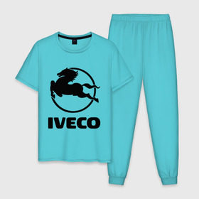 Мужская пижама хлопок с принтом Iveco в Тюмени, 100% хлопок | брюки и футболка прямого кроя, без карманов, на брюках мягкая резинка на поясе и по низу штанин
 | iveco | автобренды | автолюбителям | бренд | ивеко | логотип