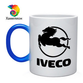 Кружка хамелеон с принтом Iveco в Тюмени, керамика | меняет цвет при нагревании, емкость 330 мл | Тематика изображения на принте: iveco | автобренды | автолюбителям | бренд | ивеко | логотип
