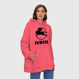 Худи SuperOversize хлопок с принтом Iveco в Тюмени, 70% хлопок, 30% полиэстер, мягкий начес внутри | карман-кенгуру, эластичная резинка на манжетах и по нижней кромке, двухслойный капюшон
 | iveco | автобренды | автолюбителям | бренд | ивеко | логотип