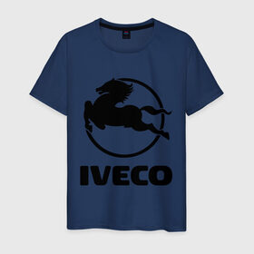 Мужская футболка хлопок с принтом Iveco в Тюмени, 100% хлопок | прямой крой, круглый вырез горловины, длина до линии бедер, слегка спущенное плечо. | iveco | автобренды | автолюбителям | бренд | ивеко | логотип