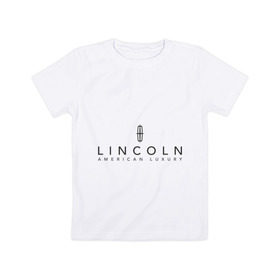 Детская футболка хлопок с принтом Lincoln logo в Тюмени, 100% хлопок | круглый вырез горловины, полуприлегающий силуэт, длина до линии бедер | lincoln | автобренды | автолюбителям | бренд | линкольн | логотип