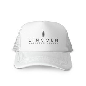 Кепка тракер с сеткой с принтом Lincoln logo в Тюмени, трикотажное полотно; задняя часть — сетка | длинный козырек, универсальный размер, пластиковая застежка | lincoln | автобренды | автолюбителям | бренд | линкольн | логотип