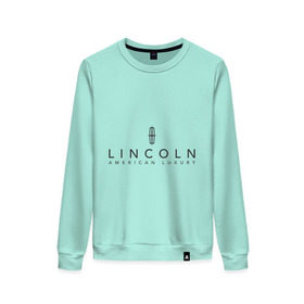 Женский свитшот хлопок с принтом Lincoln logo в Тюмени, 100% хлопок | прямой крой, круглый вырез, на манжетах и по низу широкая трикотажная резинка  | lincoln | автобренды | автолюбителям | бренд | линкольн | логотип