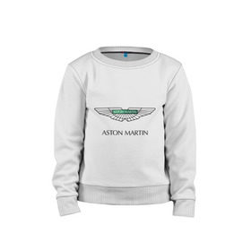 Детский свитшот хлопок с принтом Aston Martin logo в Тюмени, 100% хлопок | круглый вырез горловины, эластичные манжеты, пояс и воротник | aston martin | автобренды | автолюбителям | астин мартин | астон мартин | бренд | для автовладельцев | для автолюбителей | логотип