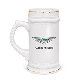 Кружка пивная с принтом Aston Martin logo в Тюмени,  керамика (Материал выдерживает высокую температуру, стоит избегать резкого перепада температур) |  объем 630 мл | aston martin | автобренды | автолюбителям | астин мартин | астон мартин | бренд | для автовладельцев | для автолюбителей | логотип