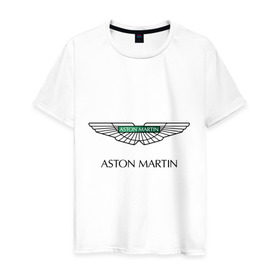 Мужская футболка хлопок с принтом Aston Martin logo в Тюмени, 100% хлопок | прямой крой, круглый вырез горловины, длина до линии бедер, слегка спущенное плечо. | Тематика изображения на принте: aston martin | автобренды | автолюбителям | астин мартин | астон мартин | бренд | для автовладельцев | для автолюбителей | логотип