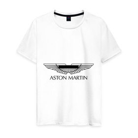 Мужская футболка хлопок с принтом Logo Aston Martin в Тюмени, 100% хлопок | прямой крой, круглый вырез горловины, длина до линии бедер, слегка спущенное плечо. | Тематика изображения на принте: aston martin | автобренды | автолюбителям | астин мартин | астон мартин | бренд | для автовладельцев | для автолюбителей | логотип