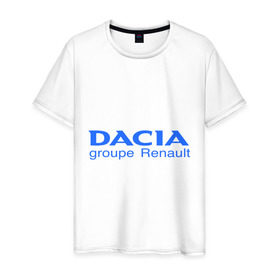 Мужская футболка хлопок с принтом Dacia в Тюмени, 100% хлопок | прямой крой, круглый вырез горловины, длина до линии бедер, слегка спущенное плечо. | Тематика изображения на принте: dacia | автобренды | автолюбителям | бренд | дачия | для автовладельцев | для автолюбителей | логотип