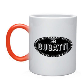 Кружка хамелеон с принтом Bugatti logo в Тюмени, керамика | меняет цвет при нагревании, емкость 330 мл | bugati | bugatti | автобренды | автолюбителям | бренд | бугати | бугатти | для автовладельцев | для автолюбителей | логотип