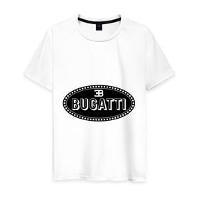 Мужская футболка хлопок с принтом Bugatti logo в Тюмени, 100% хлопок | прямой крой, круглый вырез горловины, длина до линии бедер, слегка спущенное плечо. | bugati | bugatti | автобренды | автолюбителям | бренд | бугати | бугатти | для автовладельцев | для автолюбителей | логотип