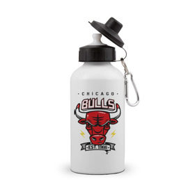 Бутылка спортивная с принтом Chicago bulls swag в Тюмени, металл | емкость — 500 мл, в комплекте две пластиковые крышки и карабин для крепления | Тематика изображения на принте: булс | чикаго