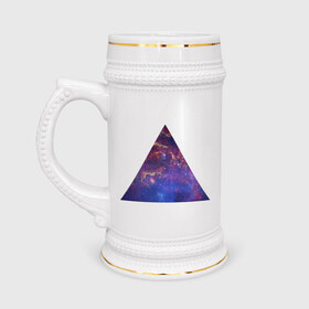 Кружка пивная с принтом Triangle в Тюмени,  керамика (Материал выдерживает высокую температуру, стоит избегать резкого перепада температур) |  объем 630 мл | интернет приколы | космическая тема | космос | пирамида | треугольник