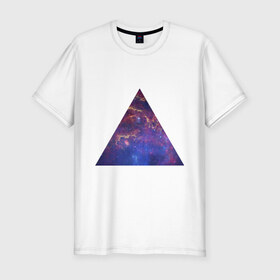 Мужская футболка премиум с принтом Triangle в Тюмени, 92% хлопок, 8% лайкра | приталенный силуэт, круглый вырез ворота, длина до линии бедра, короткий рукав | Тематика изображения на принте: интернет приколы | космическая тема | космос | пирамида | треугольник