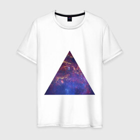 Мужская футболка хлопок с принтом Triangle в Тюмени, 100% хлопок | прямой крой, круглый вырез горловины, длина до линии бедер, слегка спущенное плечо. | интернет приколы | космическая тема | космос | пирамида | треугольник