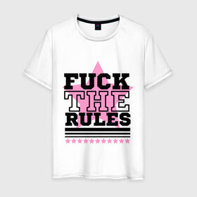 Мужская футболка хлопок с принтом Fuck the rules в Тюмени, 100% хлопок | прямой крой, круглый вырез горловины, длина до линии бедер, слегка спущенное плечо. | swag | swag style | одежда сваг | сваг | сваг стиль | свег | свог | свэг