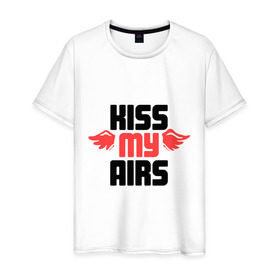 Мужская футболка хлопок с принтом Kiss my airs в Тюмени, 100% хлопок | прямой крой, круглый вырез горловины, длина до линии бедер, слегка спущенное плечо. | swag | swag style | одежда сваг | сваг | сваг стиль | свег | свог | свэг
