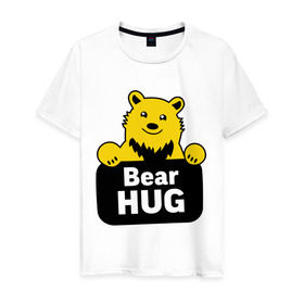 Мужская футболка хлопок с принтом Bear Hug (медвежьи объятия) в Тюмени, 100% хлопок | прямой крой, круглый вырез горловины, длина до линии бедер, слегка спущенное плечо. | bear hug | медвежьи объятия