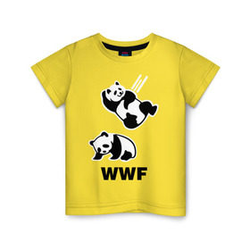 Детская футболка хлопок с принтом Панда WWF Wrestling Challenge в Тюмени, 100% хлопок | круглый вырез горловины, полуприлегающий силуэт, длина до линии бедер | панда
