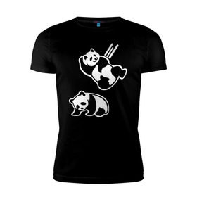 Мужская футболка премиум с принтом Панда WWF Wrestling Challenge в Тюмени, 92% хлопок, 8% лайкра | приталенный силуэт, круглый вырез ворота, длина до линии бедра, короткий рукав | панда