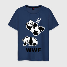 Мужская футболка хлопок с принтом Панда WWF Wrestling Challenge в Тюмени, 100% хлопок | прямой крой, круглый вырез горловины, длина до линии бедер, слегка спущенное плечо. | панда