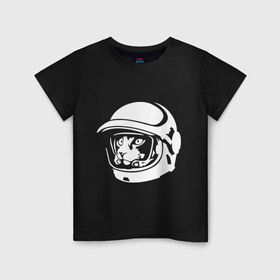 Детская футболка хлопок с принтом Кот космонавт в Тюмени, 100% хлопок | круглый вырез горловины, полуприлегающий силуэт, длина до линии бедер | Тематика изображения на принте: космонавт | кот | коты | кошки | скафандр