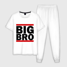 Мужская пижама хлопок с принтом BIG BRO в Тюмени, 100% хлопок | брюки и футболка прямого кроя, без карманов, на брюках мягкая резинка на поясе и по низу штанин
 | Тематика изображения на принте: big bro | биг бро | бро
