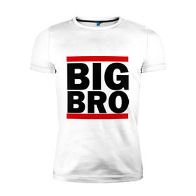 Мужская футболка премиум с принтом BIG BRO в Тюмени, 92% хлопок, 8% лайкра | приталенный силуэт, круглый вырез ворота, длина до линии бедра, короткий рукав | big bro | биг бро | бро