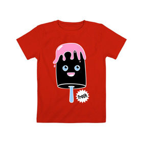 Детская футболка хлопок с принтом Fresh ice cream в Тюмени, 100% хлопок | круглый вырез горловины, полуприлегающий силуэт, длина до линии бедер | 