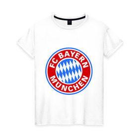 Женская футболка хлопок с принтом Bavaria-Munchen в Тюмени, 100% хлопок | прямой крой, круглый вырез горловины, длина до линии бедер, слегка спущенное плечо | бавария