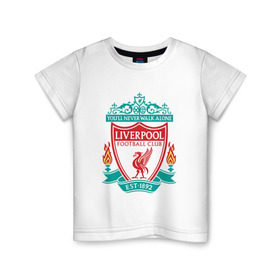 Детская футболка хлопок с принтом Liverpool logo в Тюмени, 100% хлопок | круглый вырез горловины, полуприлегающий силуэт, длина до линии бедер | ливерпуль