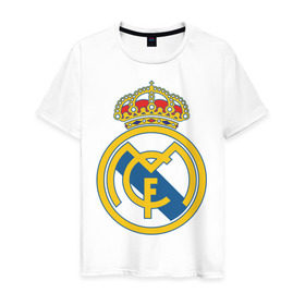 Мужская футболка хлопок с принтом Real Madrid в Тюмени, 100% хлопок | прямой крой, круглый вырез горловины, длина до линии бедер, слегка спущенное плечо. | real madrid | реал | реал мадрид | фанаты | фк | футбол | футбольные клубы | футбольным фанатам