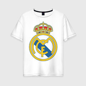 Женская футболка хлопок Oversize с принтом Real Madrid в Тюмени, 100% хлопок | свободный крой, круглый ворот, спущенный рукав, длина до линии бедер
 | real madrid | реал | реал мадрид | фанаты | фк | футбол | футбольные клубы | футбольным фанатам