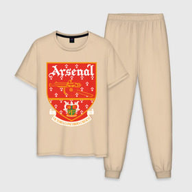 Мужская пижама хлопок с принтом Арсенал Лондон в Тюмени, 100% хлопок | брюки и футболка прямого кроя, без карманов, на брюках мягкая резинка на поясе и по низу штанин
 | арсенал