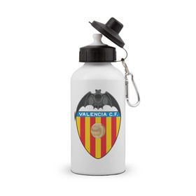 Бутылка спортивная с принтом Валенсия в Тюмени, металл | емкость — 500 мл, в комплекте две пластиковые крышки и карабин для крепления | valencia | болельщикам | валенсия | для болельщиков | испанские клубы | фк | футбол | футбольные клубы