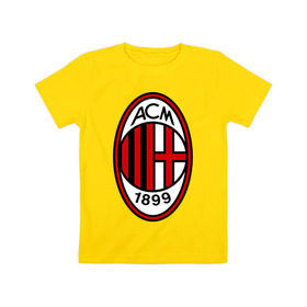 Детская футболка хлопок с принтом ФК Милан в Тюмени, 100% хлопок | круглый вырез горловины, полуприлегающий силуэт, длина до линии бедер | milan | болельщикам | для болельщиков | милан | фк | фк милан | футбол | футбольные клубы