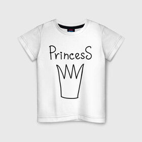 Детская футболка хлопок с принтом PrincesS picture в Тюмени, 100% хлопок | круглый вырез горловины, полуприлегающий силуэт, длина до линии бедер | Тематика изображения на принте: princess | девушкам | для девушек | корона | подарок девушке